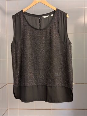 Black Chiffon-Trim Sleeveless Top
